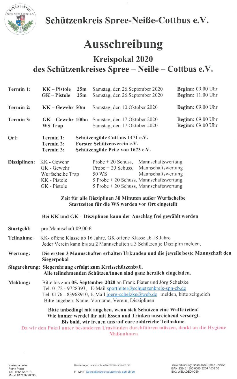 Ausschreibung Kreispokal 2020